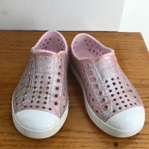 Pink Sparkly Native Shoes Toddler Size 8